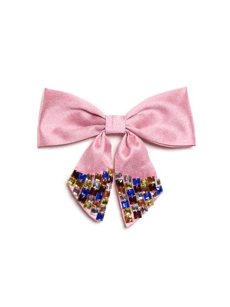 Velvet And Pearl Bow Hair Clip In Deep Red