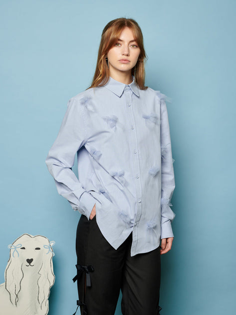 sister jane◆長袖シャツ/S/コットン/WHT/BLM042IVO/Penny Tulle Bow Shirt Penny Tulle Bow Shirt – Sister Jane