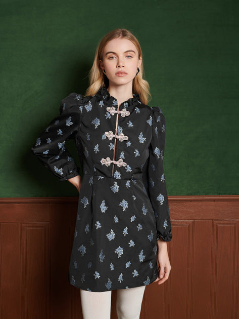 sister jane☆Recital floral mini dress ワンピース【UK発】 SISTER JANE Recital floral-jacquard cloqué mini dress