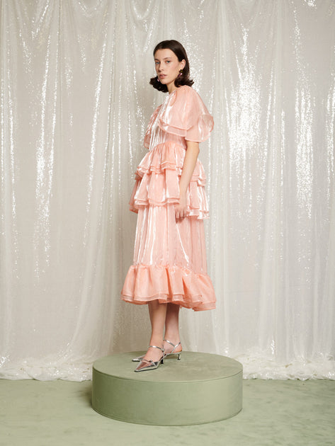 sister jane ruffle ready bow midi dress Sister Jane Cheri Bow Midi Dress in Pink