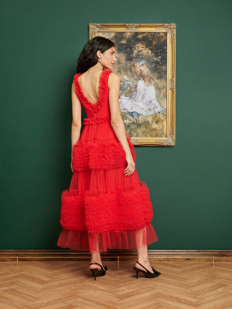 DREAM Frida Tulle Ruffle Midi Dress