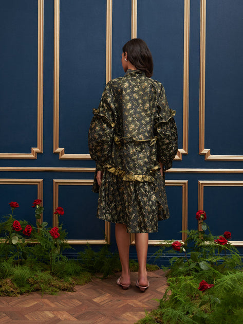 ワンピース DREAM Sister jane Floral Jacquard Dress Dream Sister Jane golden floral jacquard mini dress in
