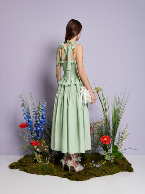【Sister Jane】DREAM Grassland クロス リボン ミディ ドレス DREAM Grassland Cross Straps Midi Dress – Sister Jane