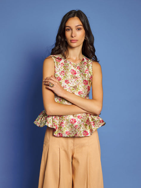 【英国発Sister Jane】Pepper floral-jacquard top パフスリーブ 350620409_1.jpg