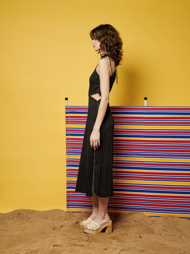 <b> Ghospell </b> Sylvie Stripe Cut Out Midi Dress