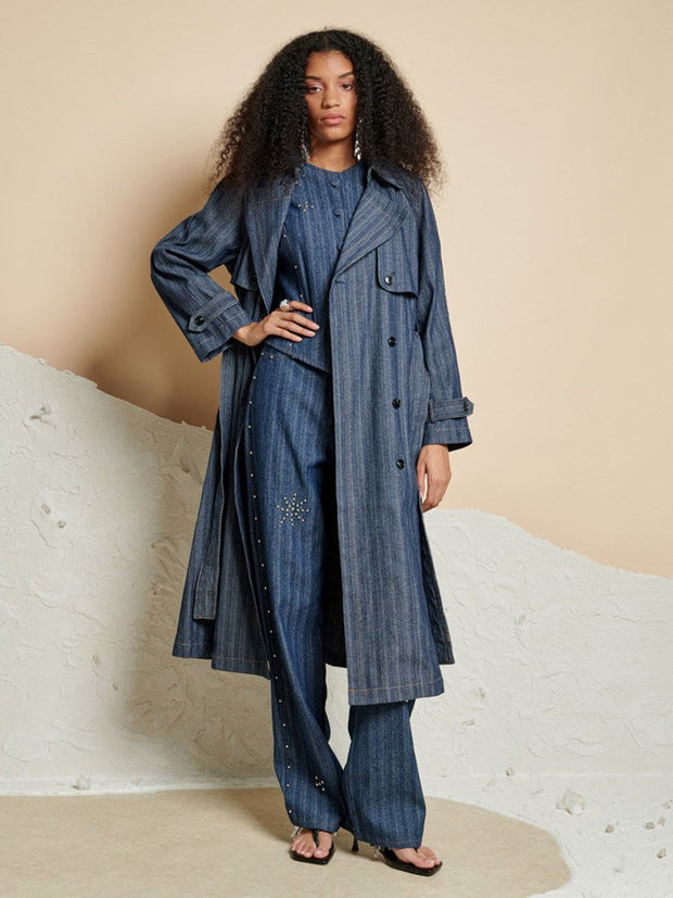 <b> Ghospell </b> Blakely Denim Trench Coat