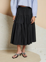 <b> Ghospell </b> Harriet Tiered Midi Skirt