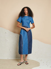 <b> Ghospell </b> Alba Denim Midi Dress