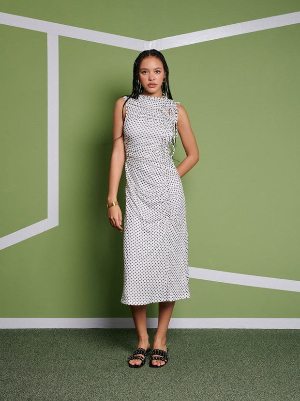 <b> Ghospell </b> Martina Polka Dot Midi Dress