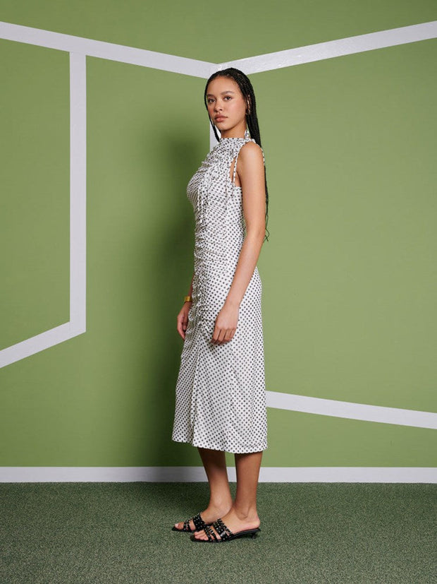 <b> Ghospell </b> Martina Polka Dot Midi Dress