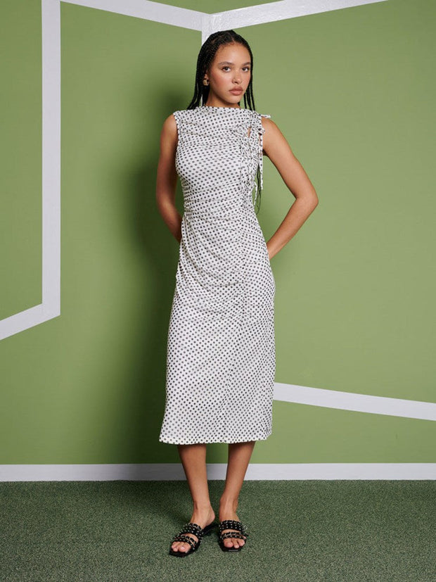 <b> Ghospell </b> Martina Polka Dot Midi Dress