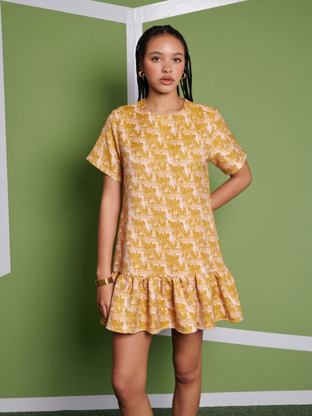 <b> Ghospell </b> Ali Jacquard Mini Dress