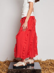 <b> Ghospell </b> Wynn Flounced Midi Skirt