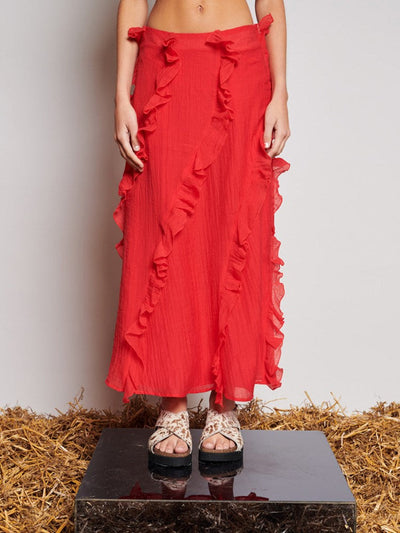 <b> Ghospell </b> Wynn Flounced Midi Skirt