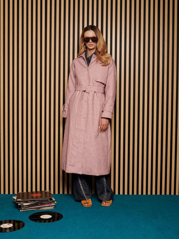 <b> Ghospell </b> Dusty PU Trench Coat