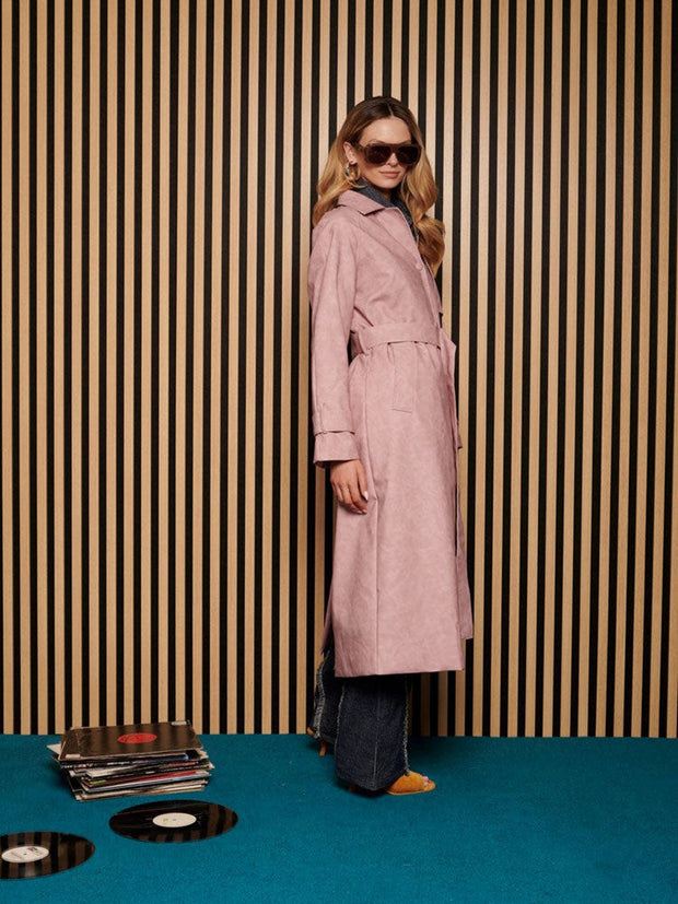 <b> Ghospell </b> Dusty PU Trench Coat