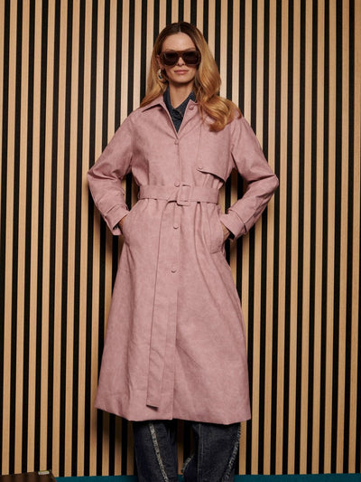 <b> Ghospell </b> Dusty PU Trench Coat