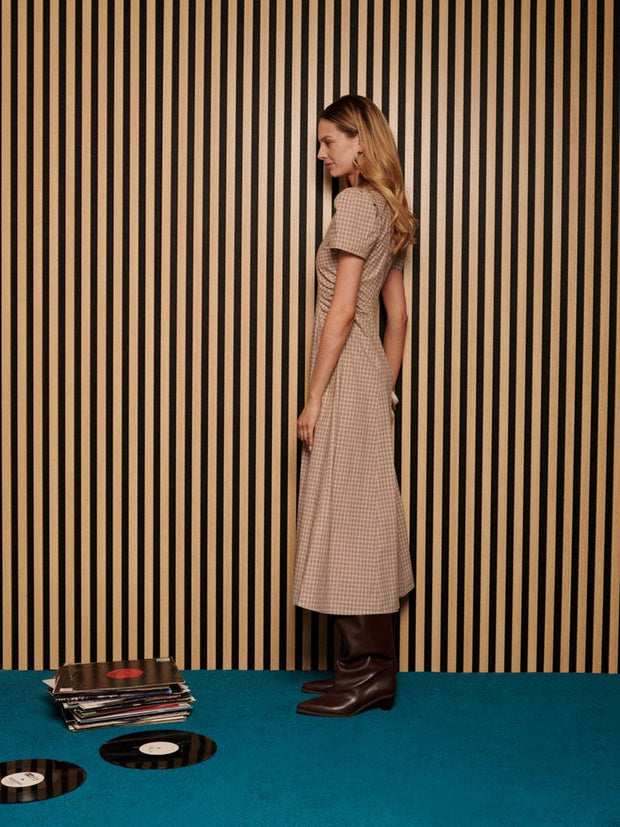 <b> Ghospell </b> Rita Check Midi Dress