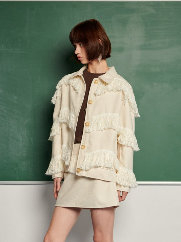 <b> Ghospell </b> Soliha Fringe Jacket
