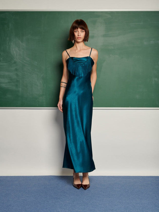 Ghospell Ivy Midi Dress Dark Teal Green / L Ghospell Ivy Midi Dress Dark Teal Green / L