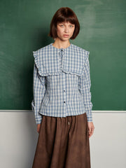 <b> Ghospell </b> Esra Check Blouse