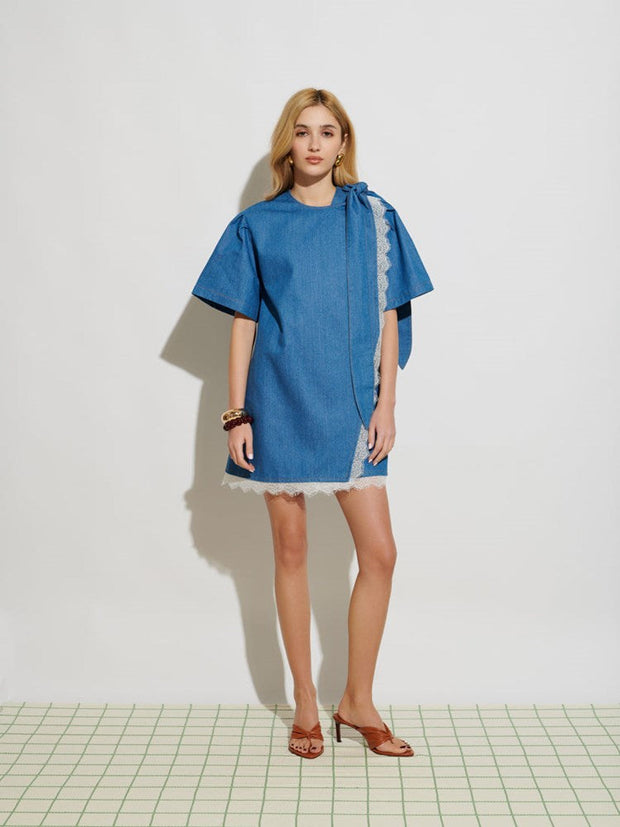 ghospell blue dress Elena Denim Mini – Sister Jane Length (Shoulder to Feet):54 Inches back look or dressed edit: occasionwear romantic afternoon embroidered midi