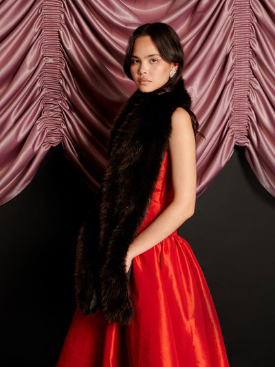 Malone Faux Fur Shawl Ebony Brown / Z