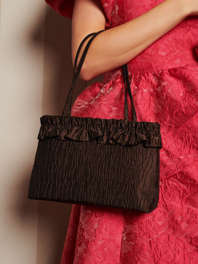 Antiques Jacquard Ruffle Bag Chocolate Brown / Z