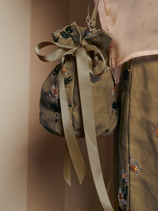 <b>DREAM</b> Chateau Flower Embellished Drawstring Bag