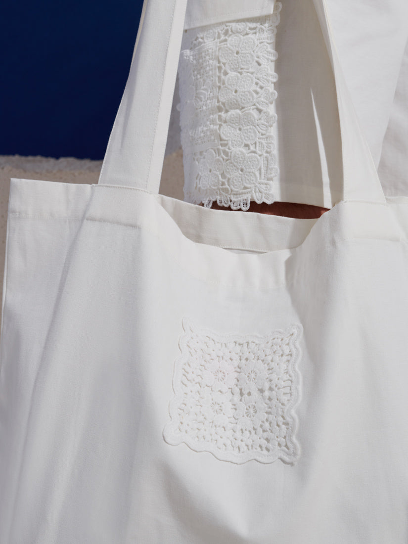 Chalk Crochet Trim Tote Bag – Sister Jane