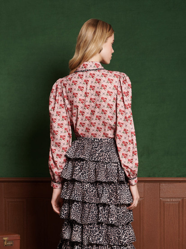 Lattice Floral Blouse Red & Pink / Z