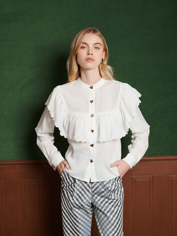 Hazel Scallop Blouse Pearl White / Z