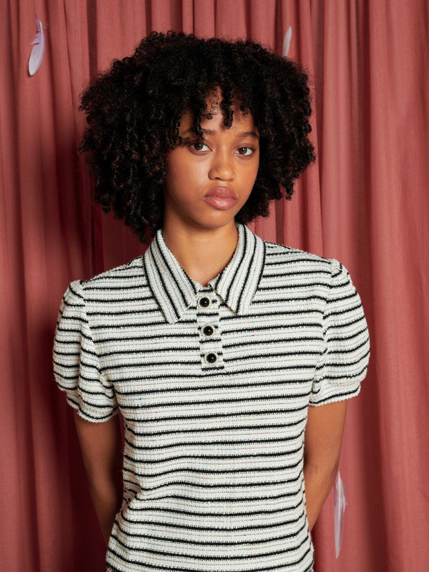 Magpie Stripe Polo Shirt White / Z