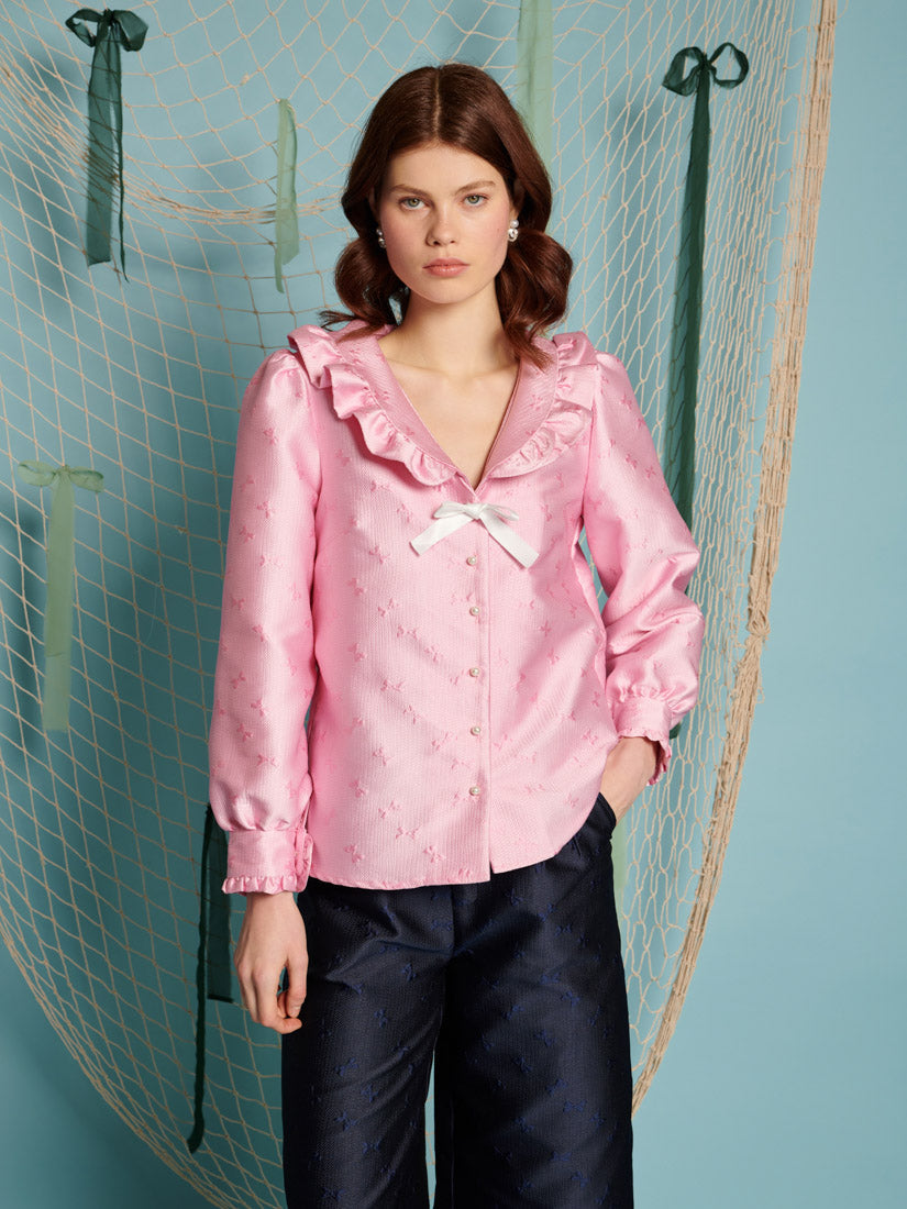 Gali Bow Jacquard Blouse