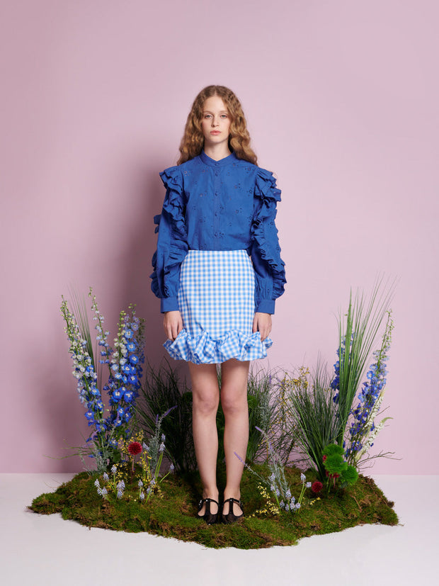 Meadow Sage Ruffle Blouse
