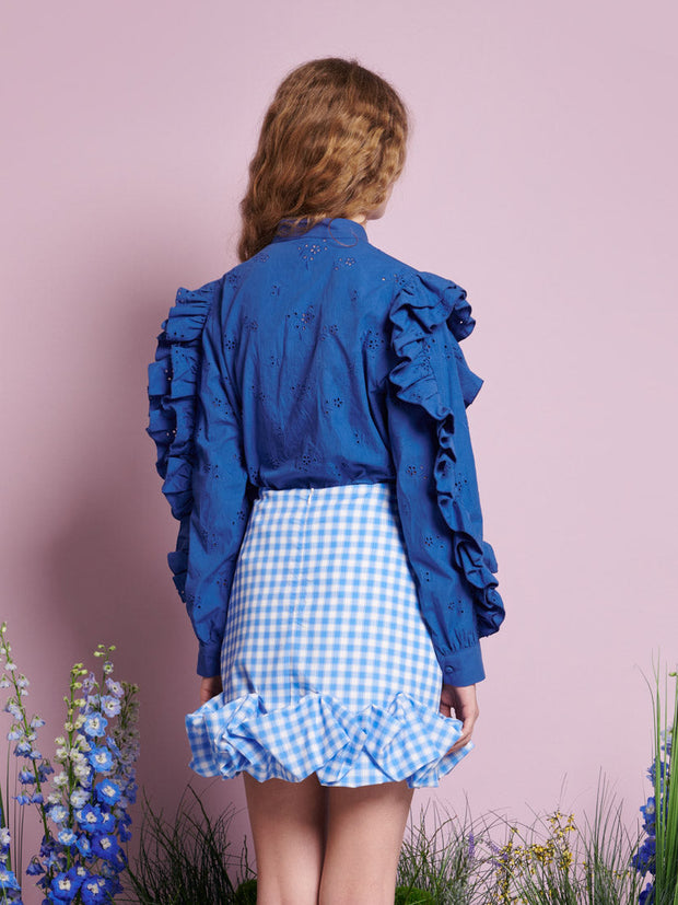 Meadow Sage Ruffle Blouse Royal Blue / Z