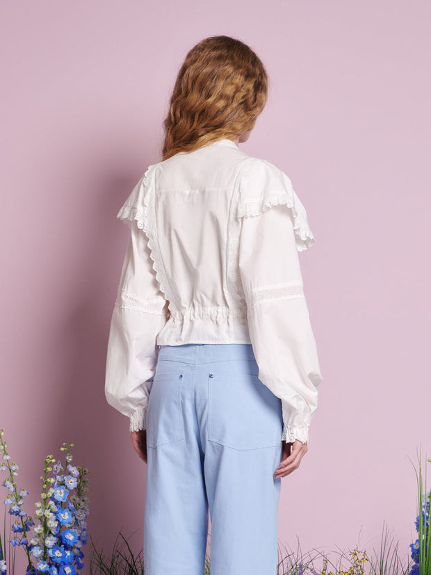 Sweet Pea Ruffle Blouse Pearled White / Z
