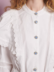 Sweet Pea Ruffle Blouse Pearled White / Z