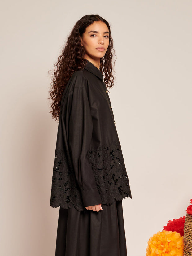 La Fiesta Embroidered Blouse Coal Black / Z