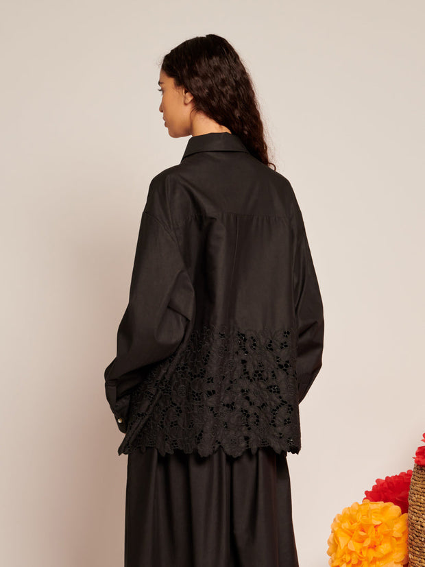 La Fiesta Embroidered Blouse Coal Black / Z