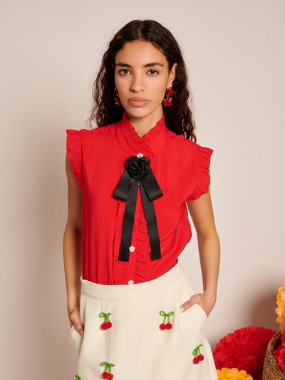 Passion Sleeveless Blouse Vermillon Red / Z