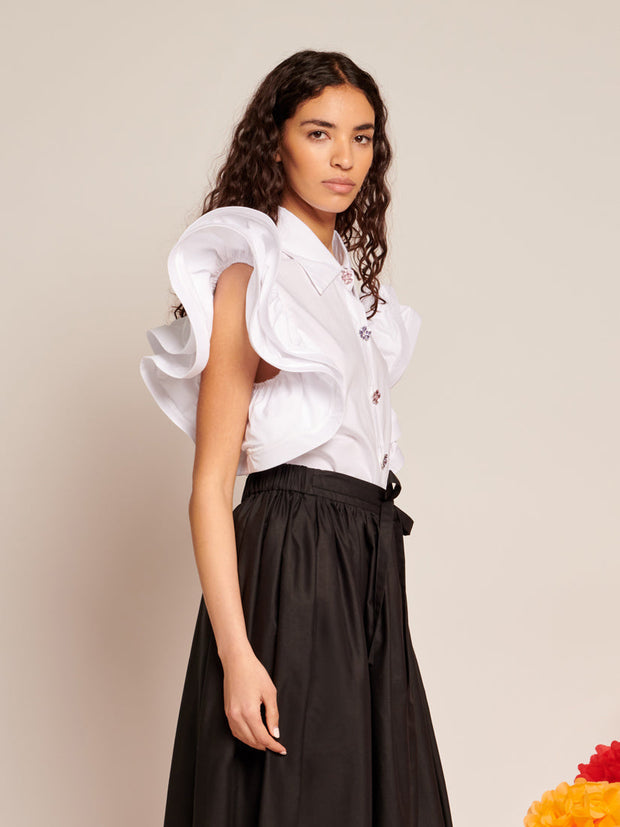 Gabriel Ruffles Blouse Pearled White / Z