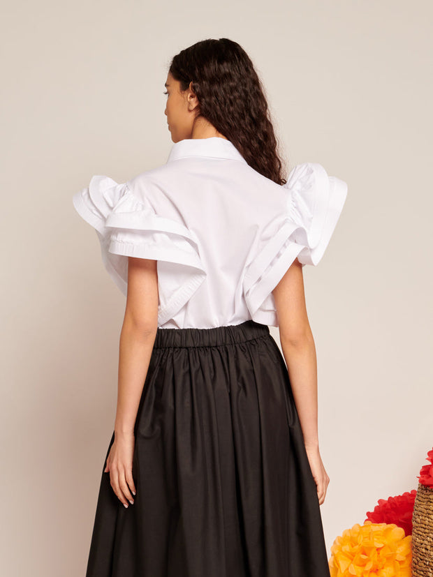 Gabriel Ruffles Blouse Pearled White / Z