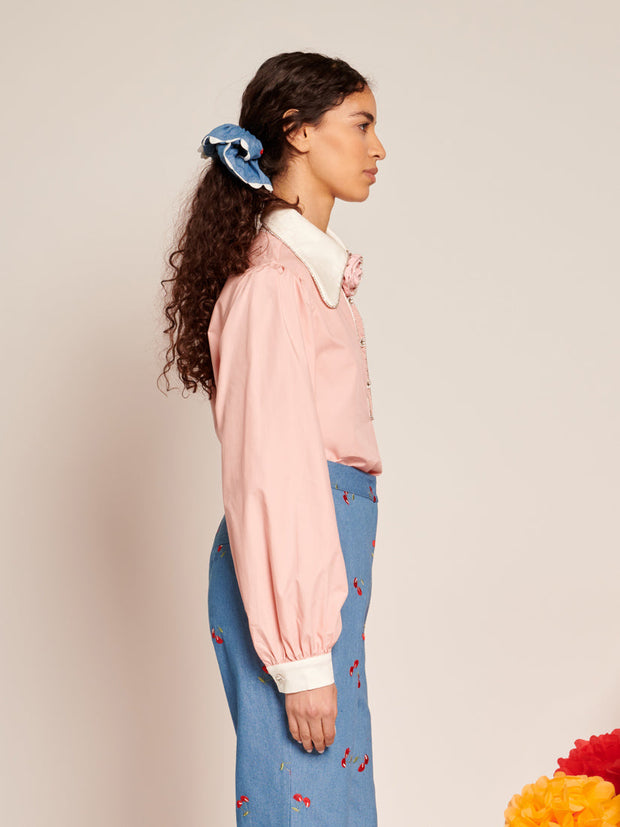 Passiflora Contrast Collar Blouse Blush Pink / Z