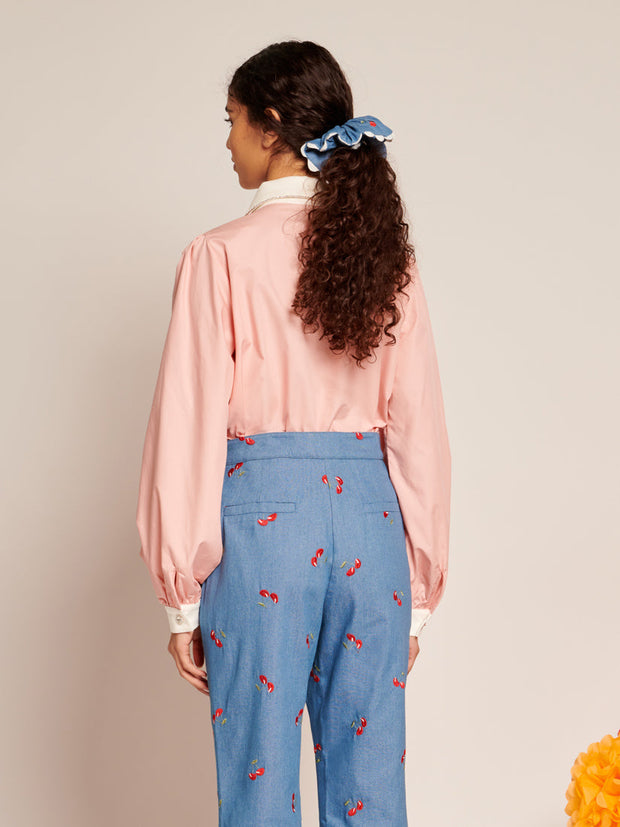 Passiflora Contrast Collar Blouse Blush Pink / Z