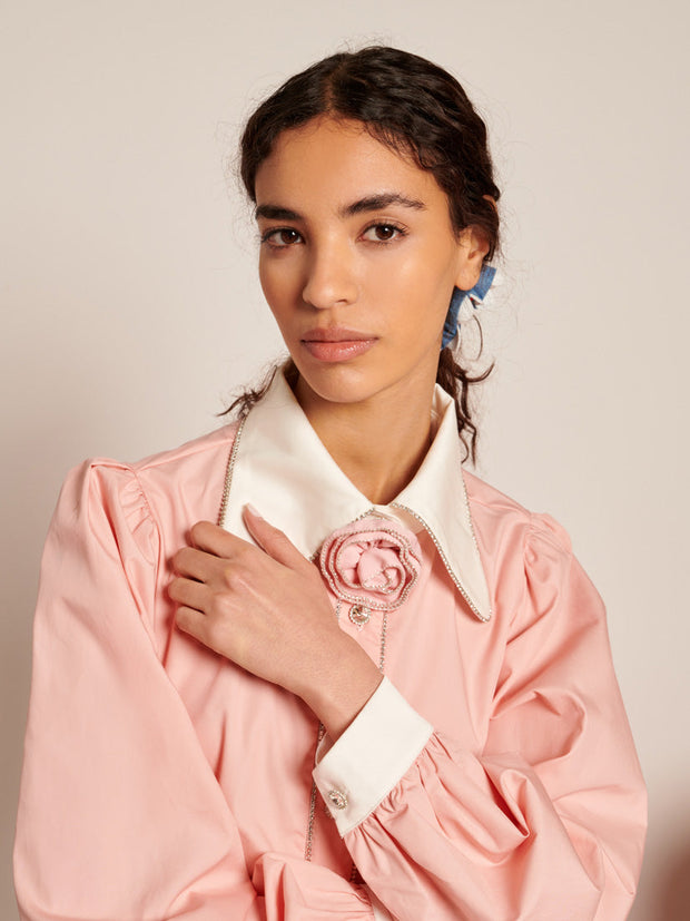 Passiflora Contrast Collar Blouse Blush Pink / Z