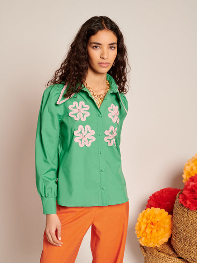 Esmeralda Applique Blouse Opal Green / Z