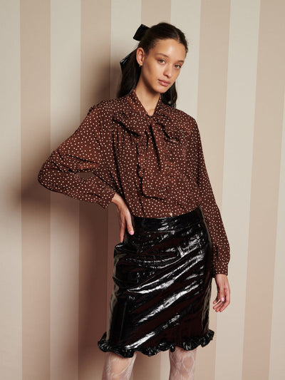 Knick Knack Ruffle Blouse Chocolate Brown / Z