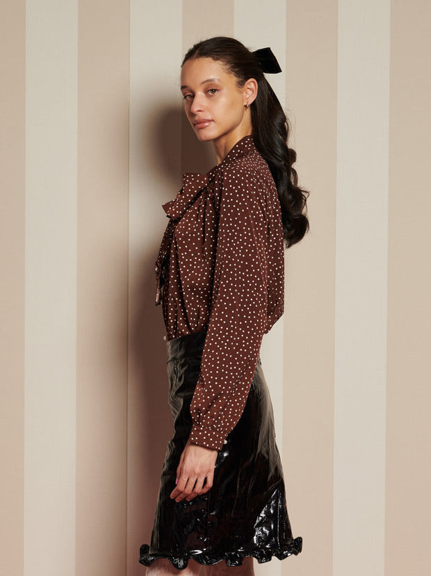 Knick Knack Ruffle Blouse Chocolate Brown / Z