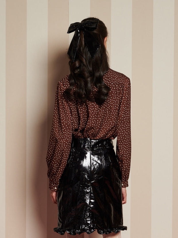 Knick Knack Ruffle Blouse Chocolate Brown / Z
